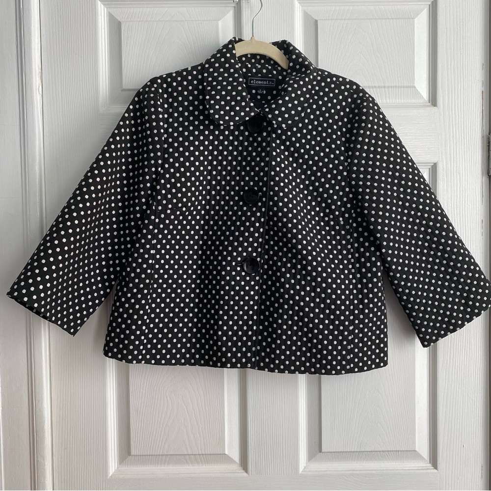 Elementz - Peter Pan Collar - Black and White Polka Dot - Sz L